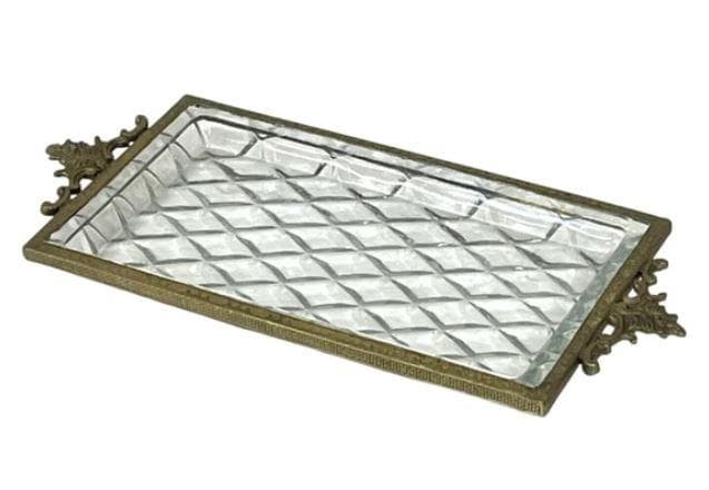 トレー 小物入れ ガラス ゴールド 真鍮 アンティーク 87122TY-GD