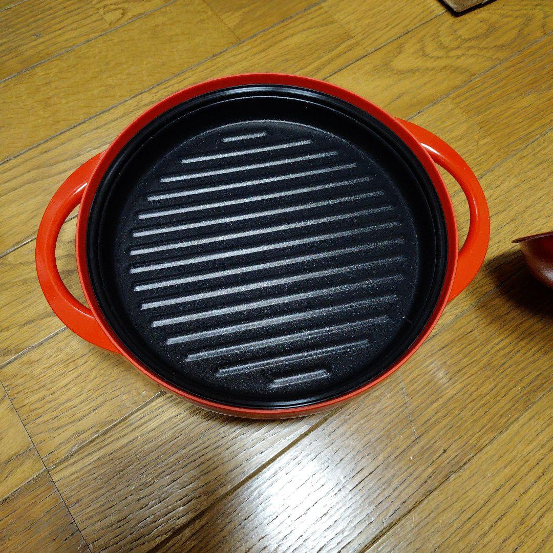レンジメートプレミアム　赤いグリルパン 蓋付き