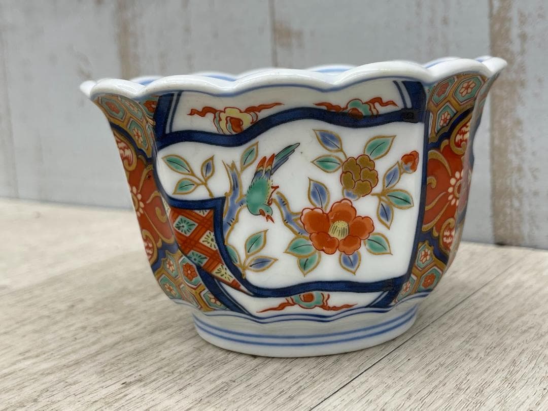 美品 賞美堂 銘窯 有田焼 其泉 極錦 金彩 花鳥絵金彩 深小鉢 5客セット