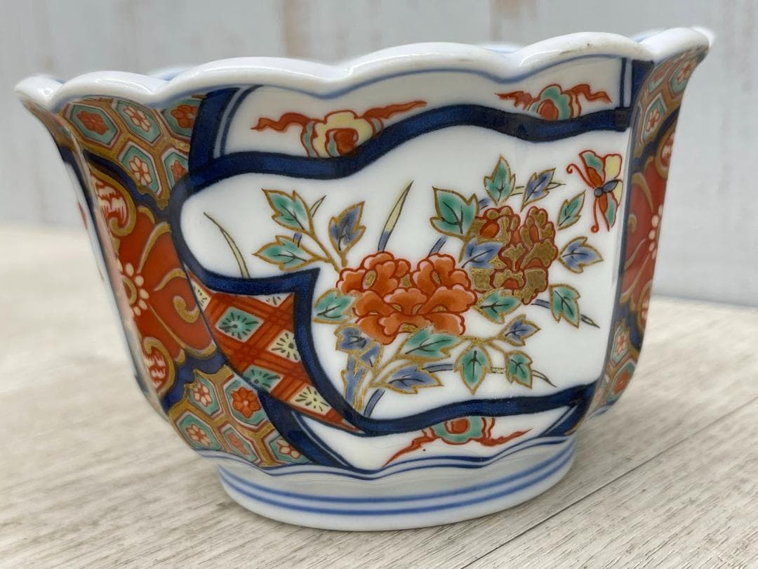 美品 賞美堂 銘窯 有田焼 其泉 極錦 金彩 花鳥絵金彩 深小鉢 5客セット