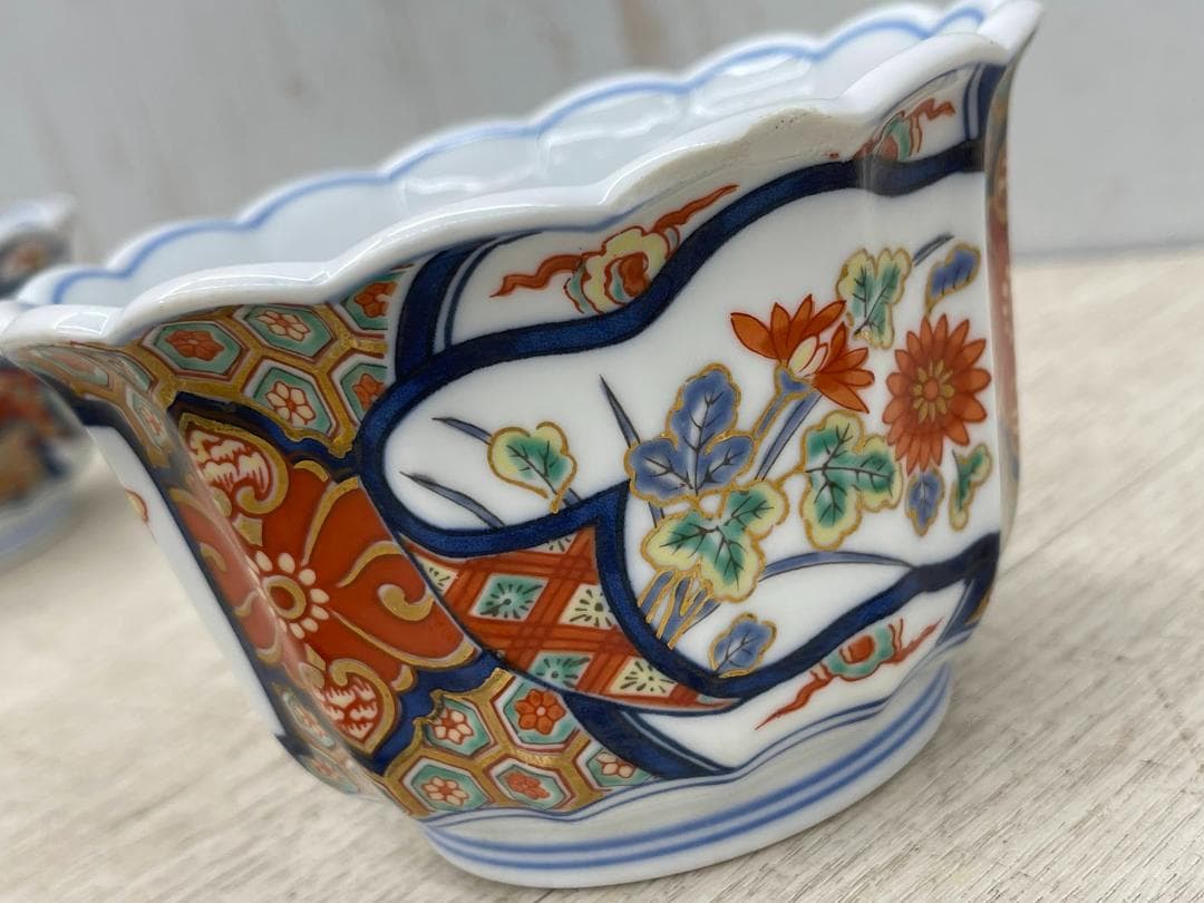 美品 賞美堂 銘窯 有田焼 其泉 極錦 金彩 花鳥絵金彩 深小鉢 5客セット