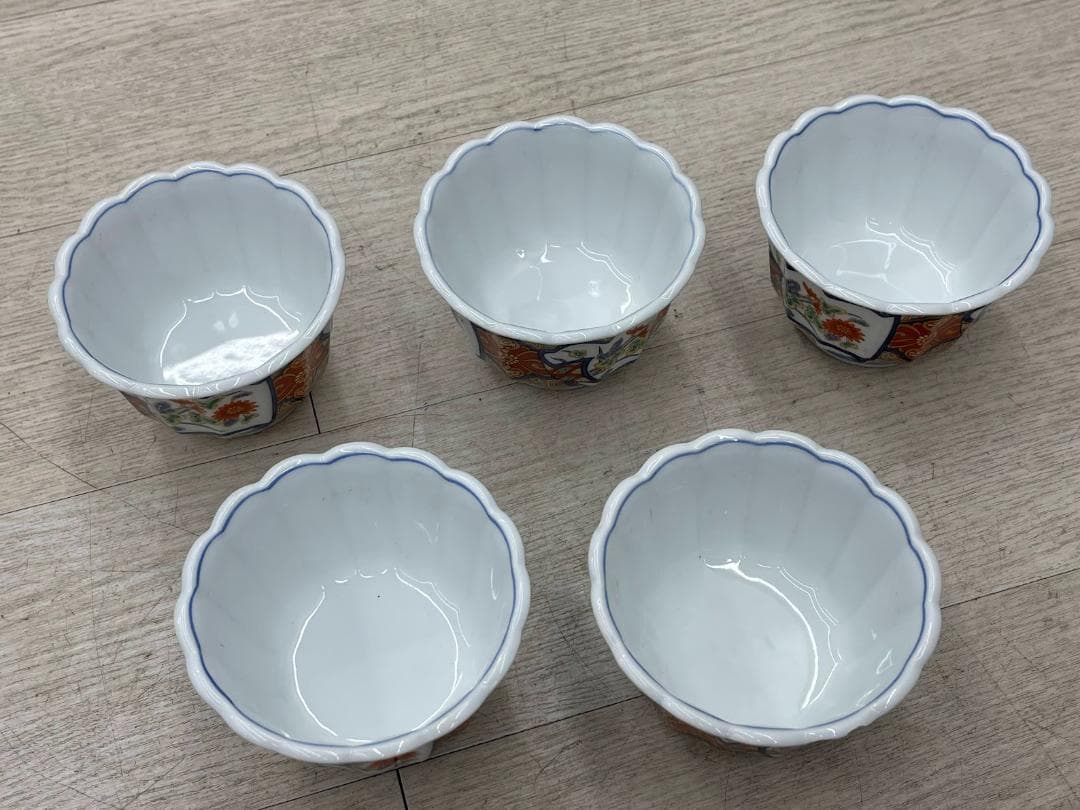 美品 賞美堂 銘窯 有田焼 其泉 極錦 金彩 花鳥絵金彩 深小鉢 5客セット