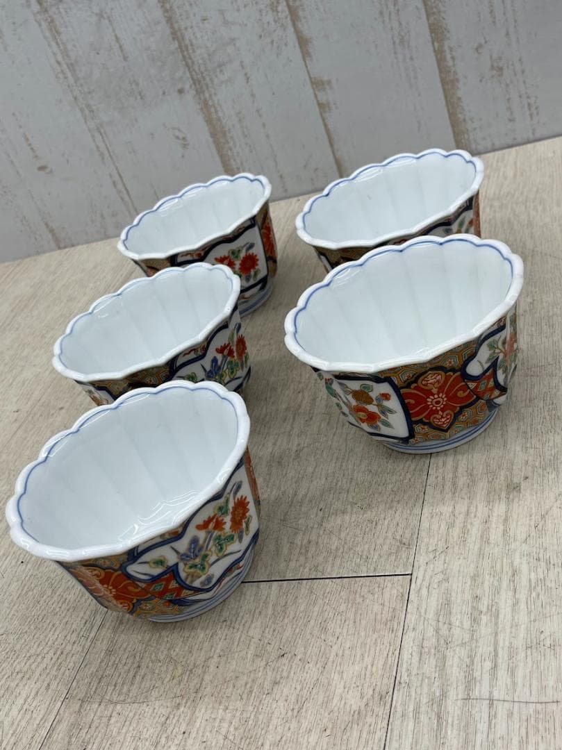 美品 賞美堂 銘窯 有田焼 其泉 極錦 金彩 花鳥絵金彩 深小鉢 5客セット