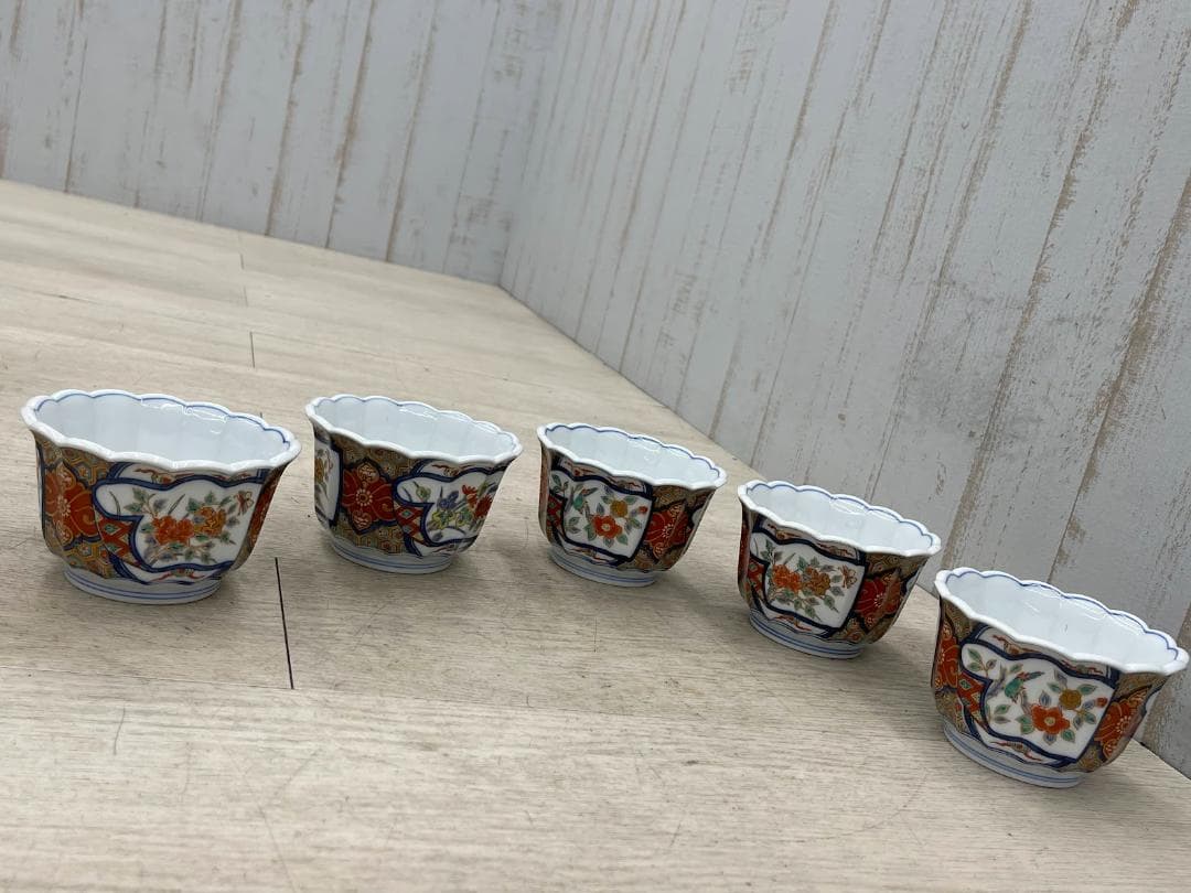 美品 賞美堂 銘窯 有田焼 其泉 極錦 金彩 花鳥絵金彩 深小鉢 5客セット