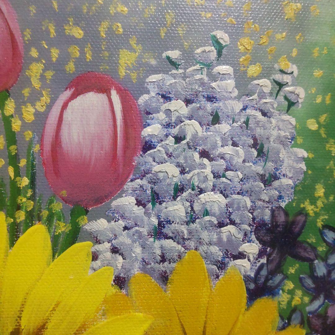 サビス品　o. Takako 花の絵画 金色フレーム付き