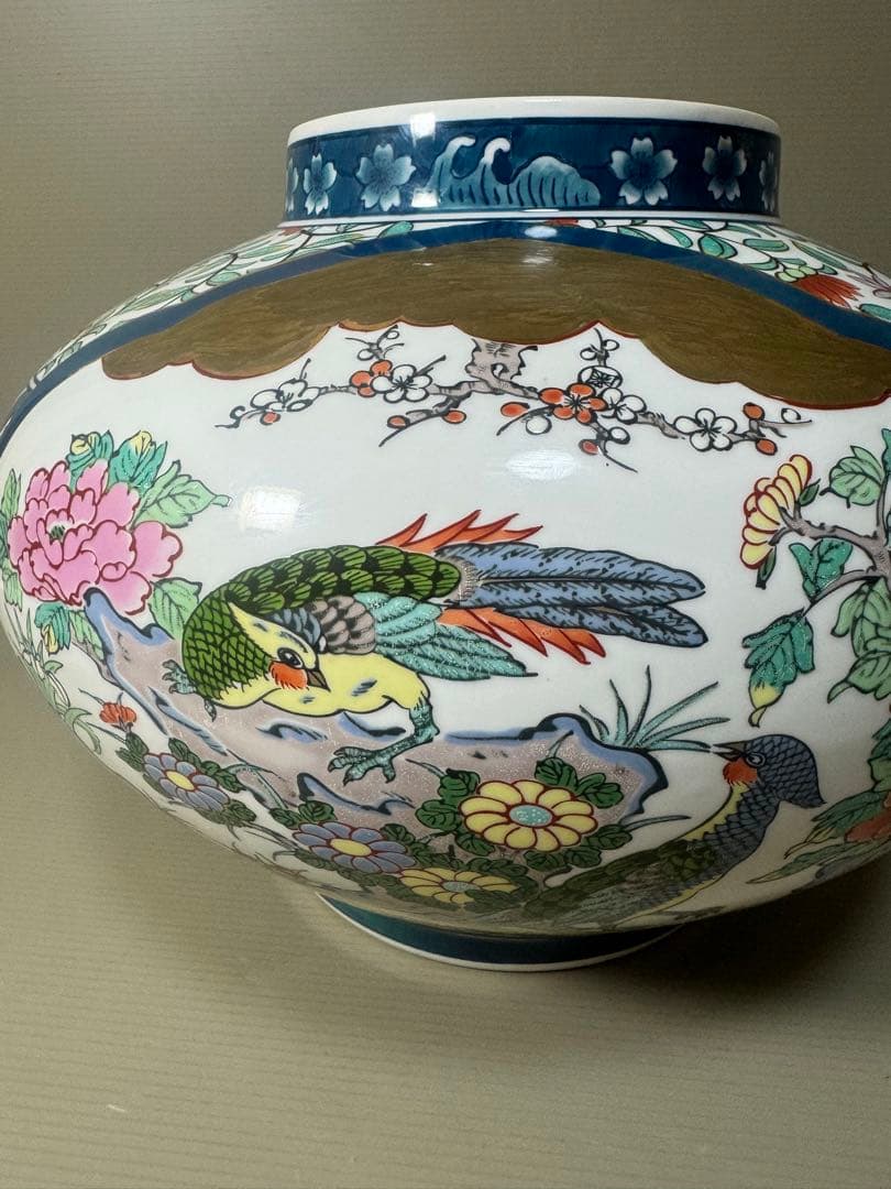 2189 金龍窯　博山作　花鳥　花瓶