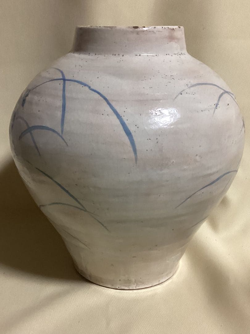 ヨ*ヨ様 古美術骨董コレクション品　染付花文　花器置物　高さ約22.5cm×口径