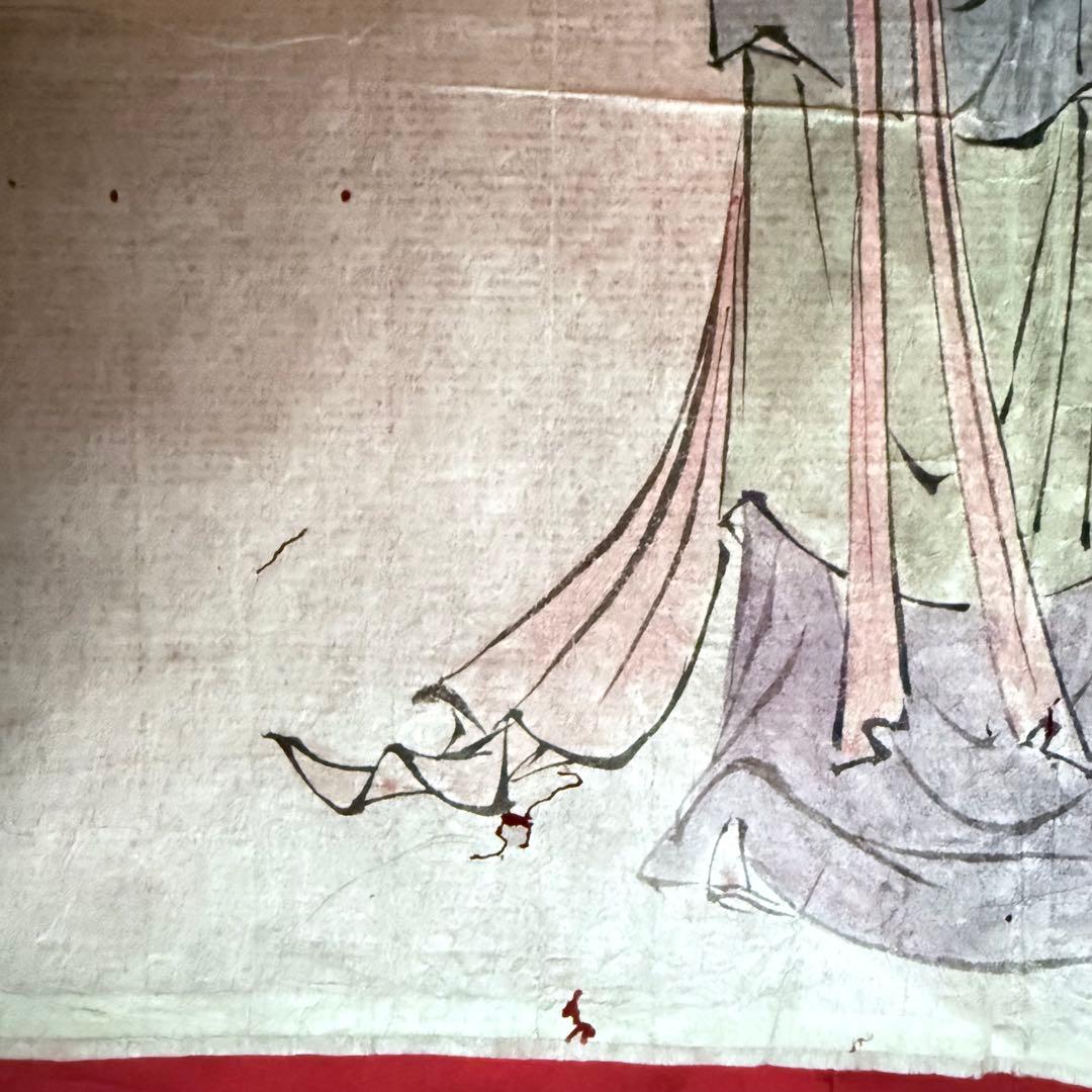 2177様感謝‼️超絶の画力‼️「団扇と二輪草を持つ麗人粉本絵手本紙本肉筆無落款一点