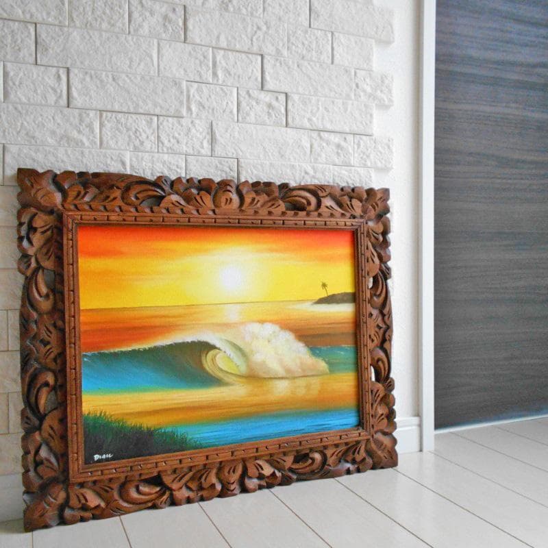 常夏のバリ サンセット 絵画 夕日 チューブ 南国 南国ビーチ 浜辺 やし ヤシ