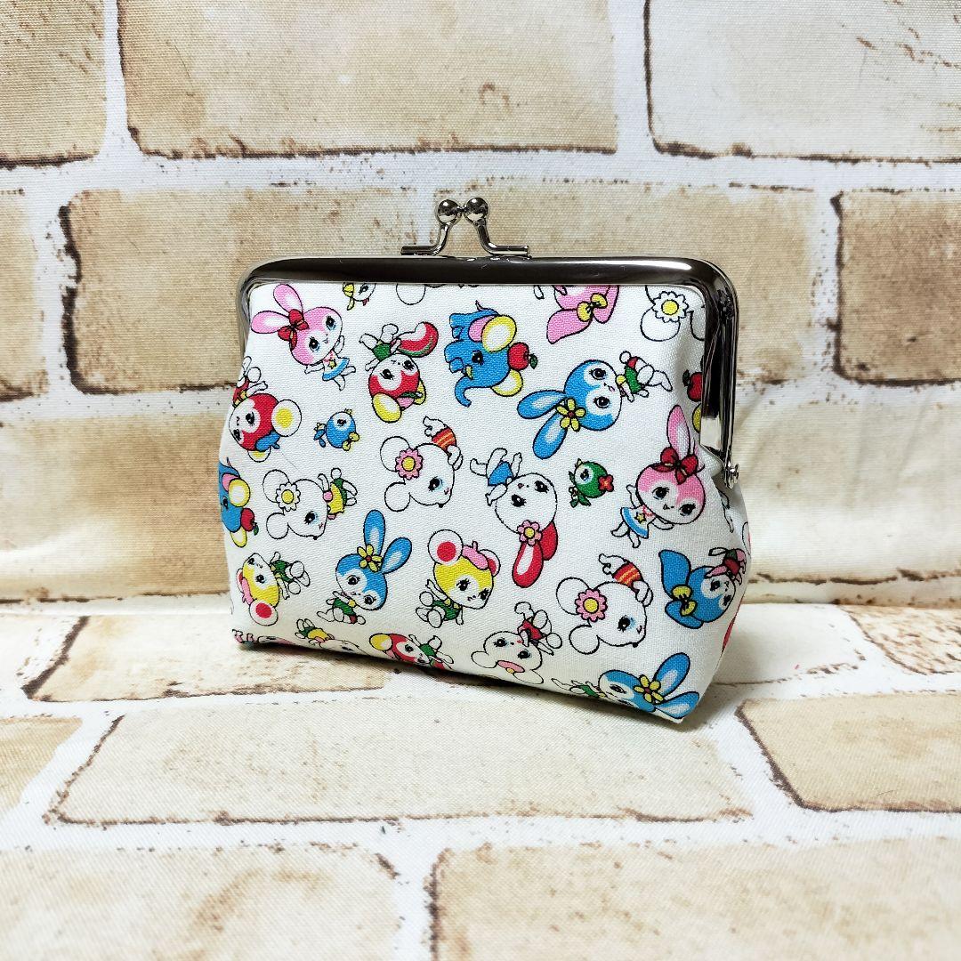 がま口ミニポーチ　ハニーチューン柄白　横型タバコケース　プルームオーラケース
