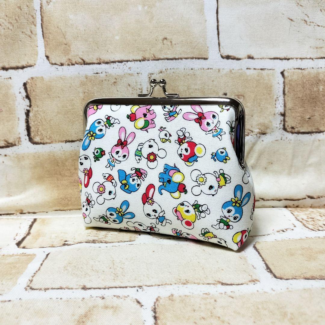がま口ミニポーチ　ハニーチューン柄白　横型タバコケース　プルームオーラケース
