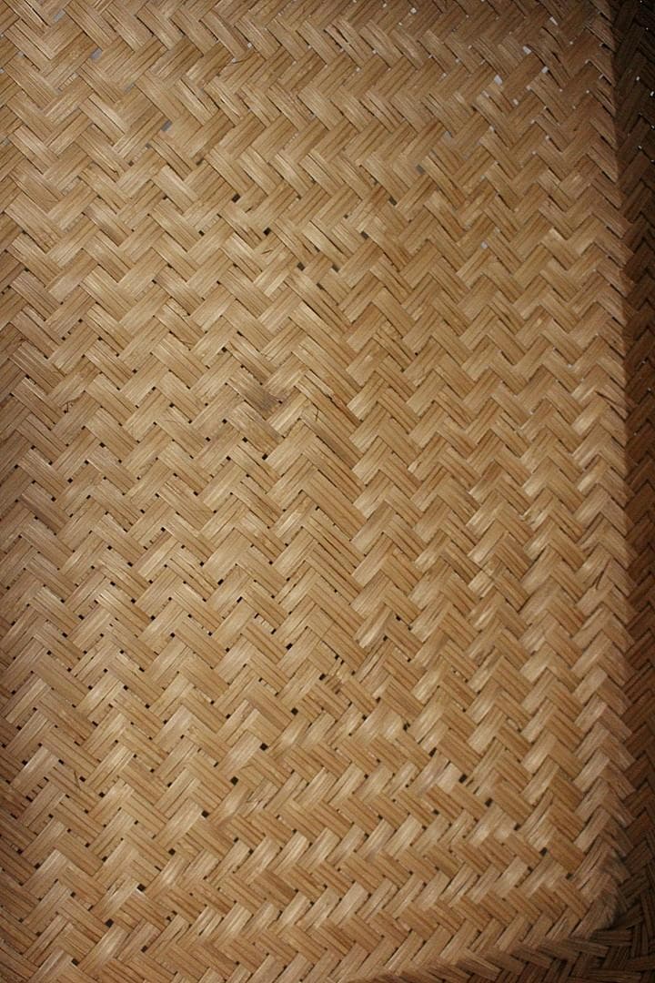 状態の良い古い竹編みの収納かご　行李　竹籠　篭　古道具