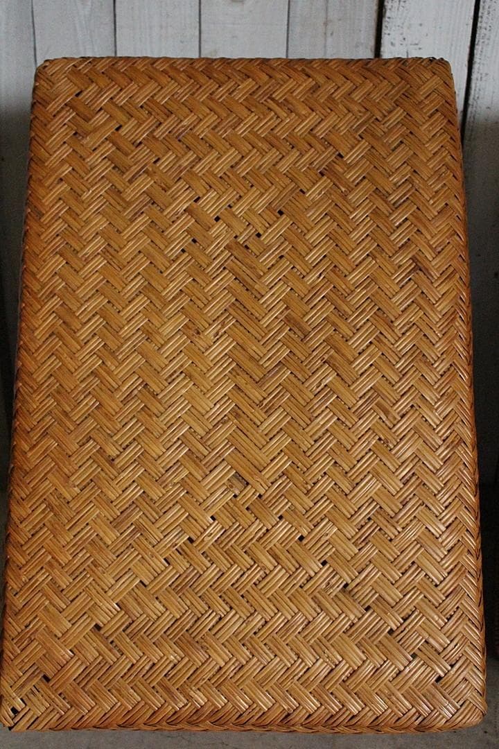 状態の良い古い竹編みの収納かご　行李　竹籠　篭　古道具