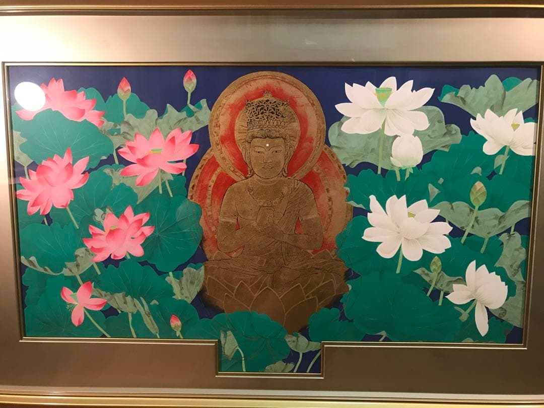 中島千波「大日如来蓮地図」リトグラフ＋エンボス技法　直筆サイン・作品証明シール有