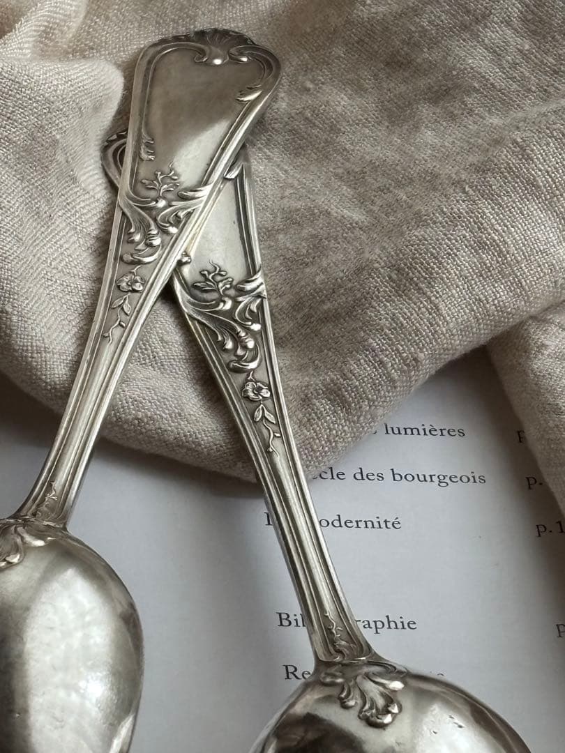 フランスアンティーク　装飾スプーン 2本セット