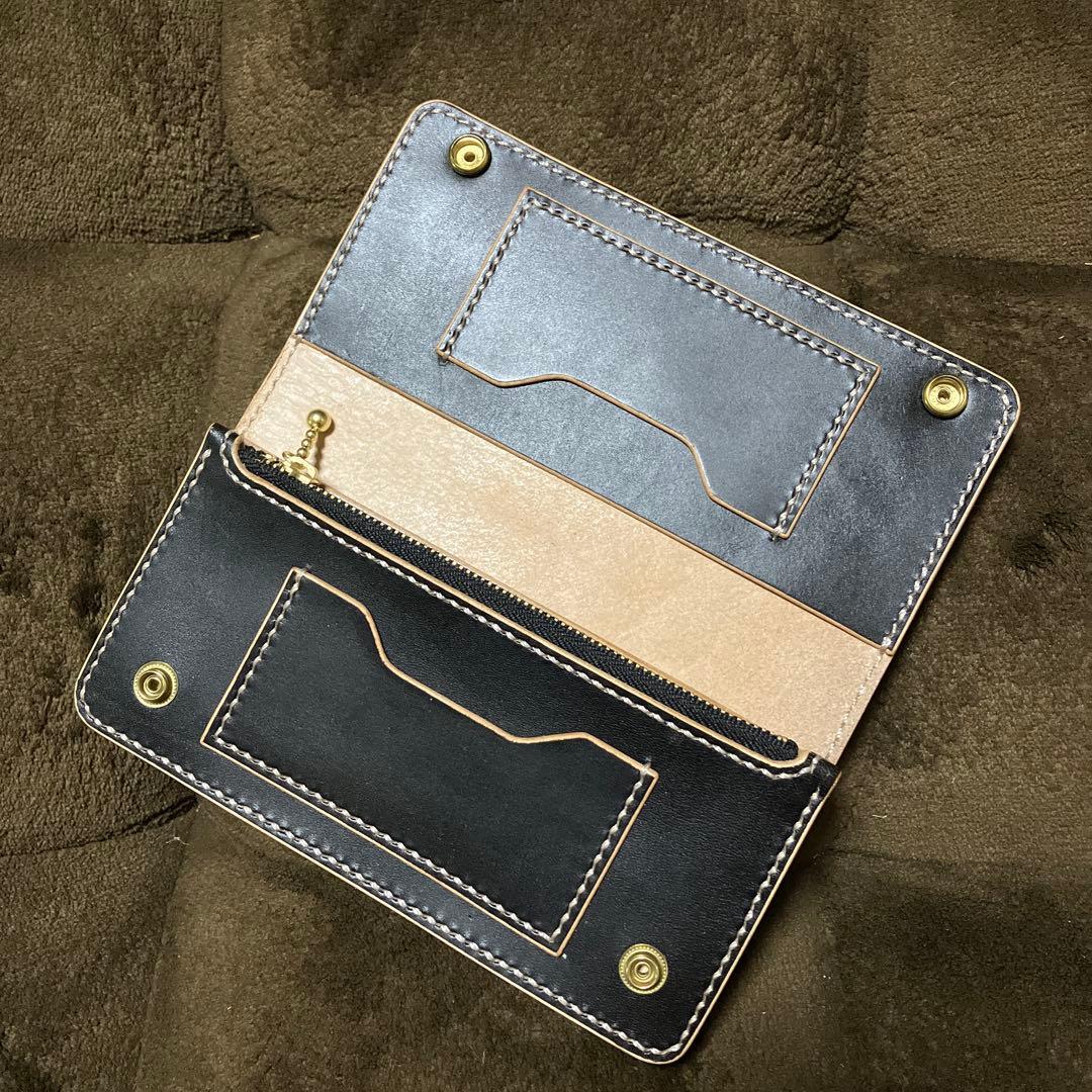 トラッカーウォレット　ハンドメイド　本革　茶芯