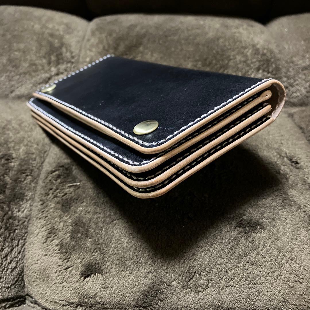 トラッカーウォレット　ハンドメイド　本革　茶芯