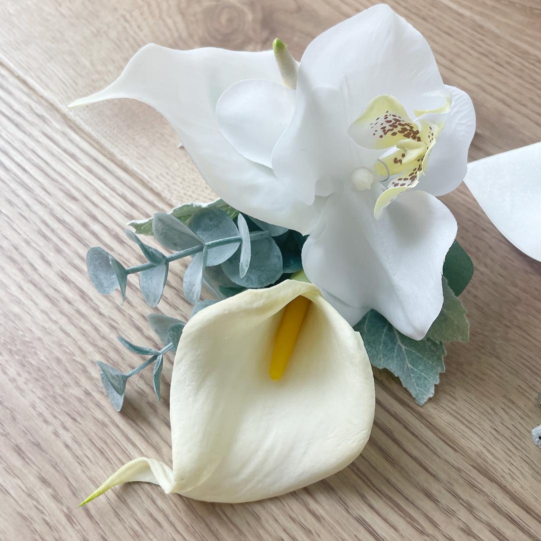 アーティフィシャルフラワー 結婚式 ブーケ ホワイト アンスリウム 蘭 セット