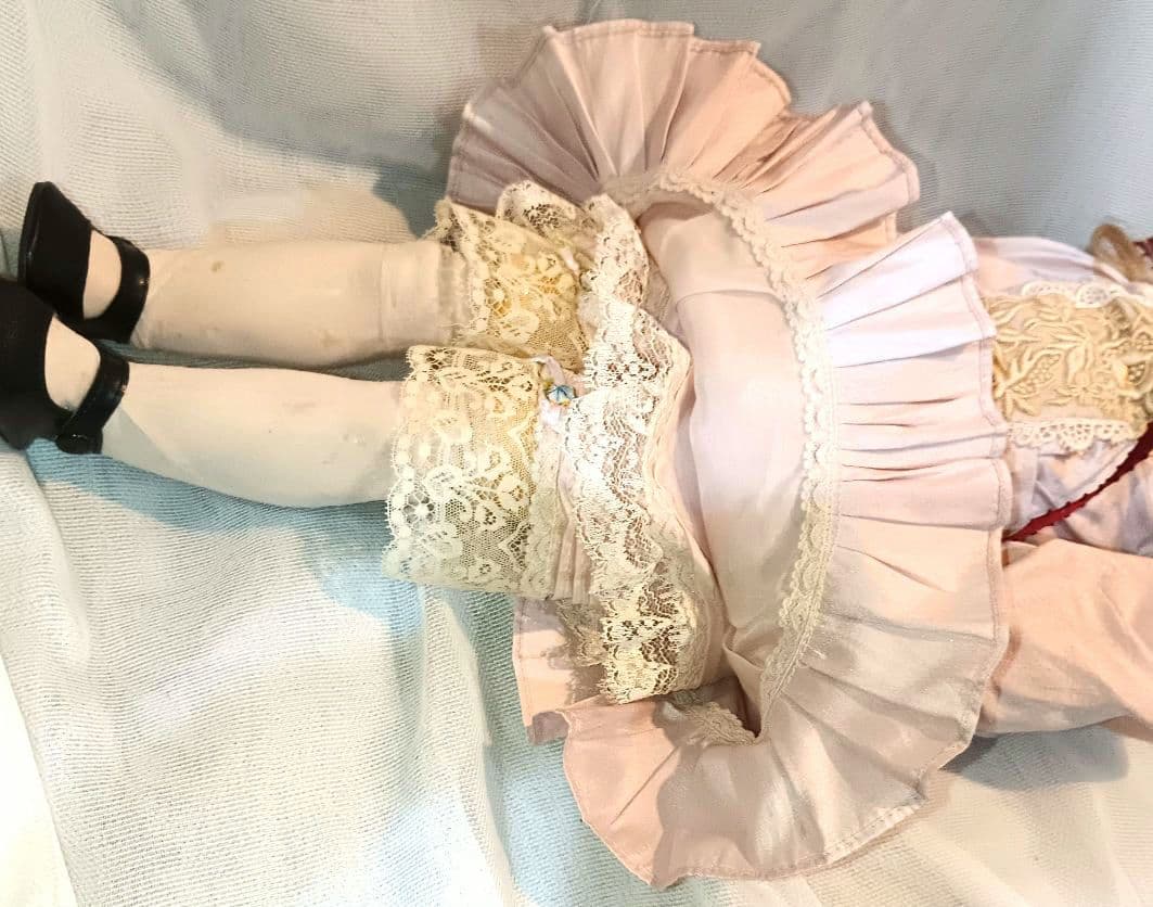 K2⭐アンティークドール　ケストナー168　ベビーピンクのゴージャスな春の装い⭐