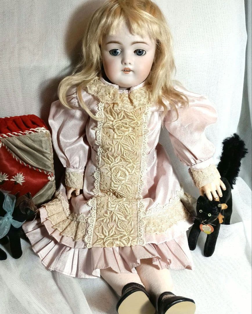 K2⭐アンティークドール　ケストナー168　ベビーピンクのゴージャスな春の装い⭐