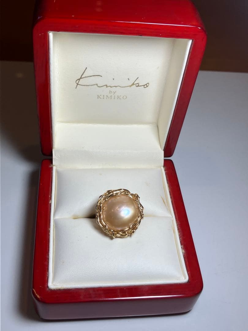 ハンドメイド　ヴィンテージ風淡水パールリング❤️14kgfワイヤーラッピング