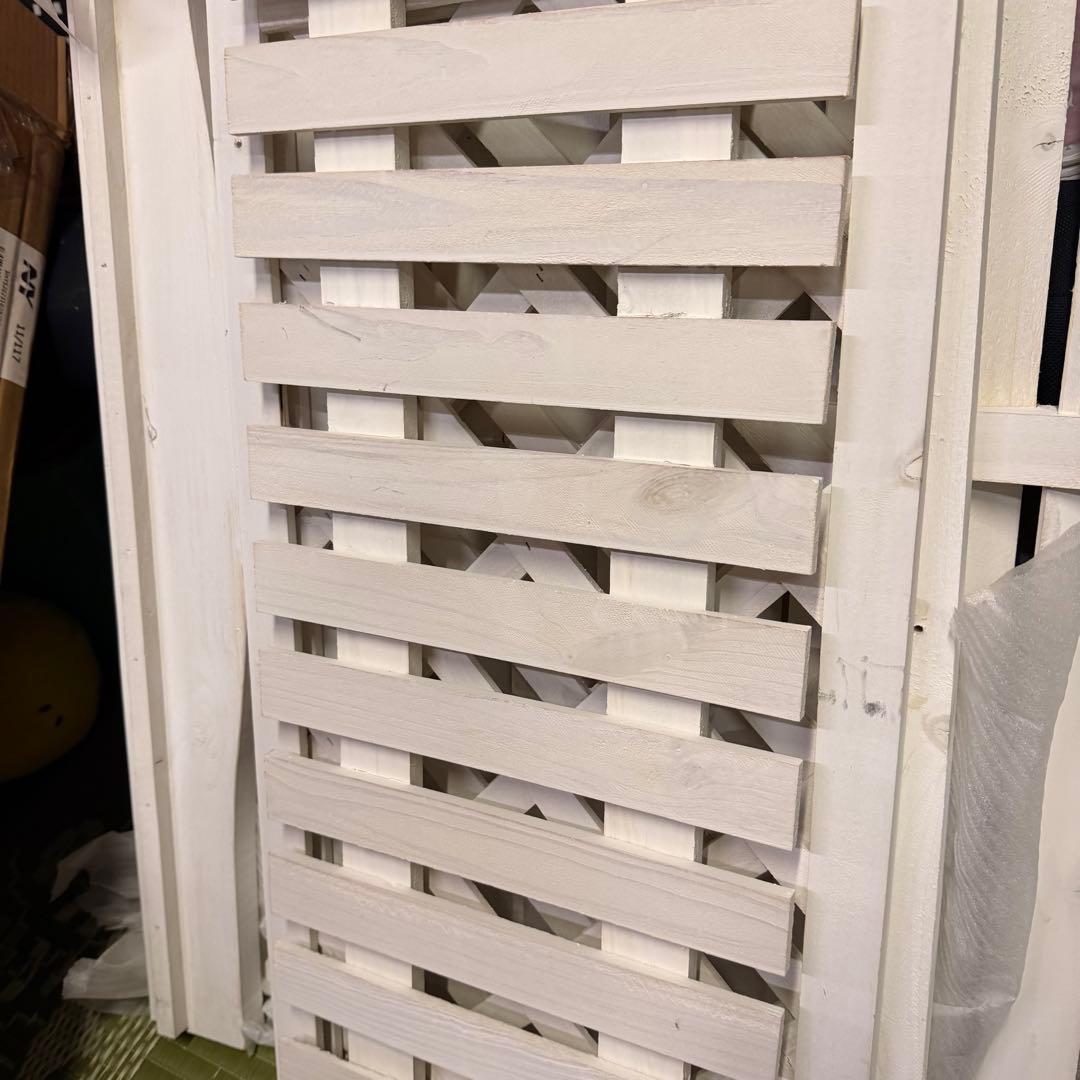 エアコン室外機カバー 天然木製 ホワイト　エクステリア　ガーデン