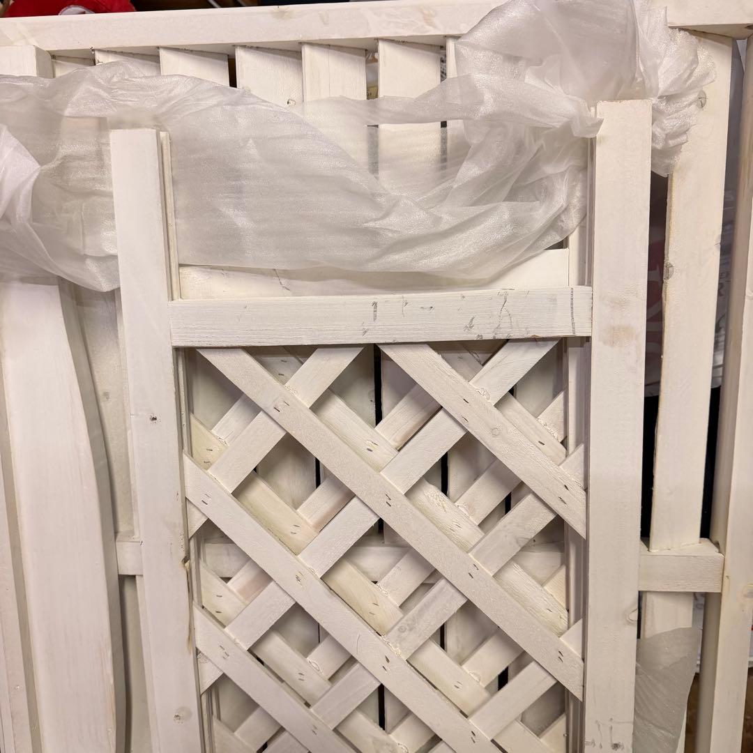 エアコン室外機カバー 天然木製 ホワイト　エクステリア　ガーデン