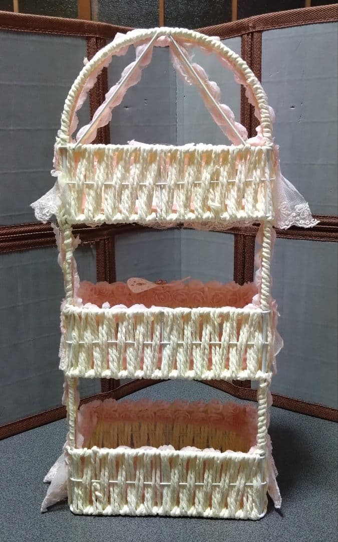 3段チェスト　3段小物入れ　レース仕様　お姫様仕様　姫デコ