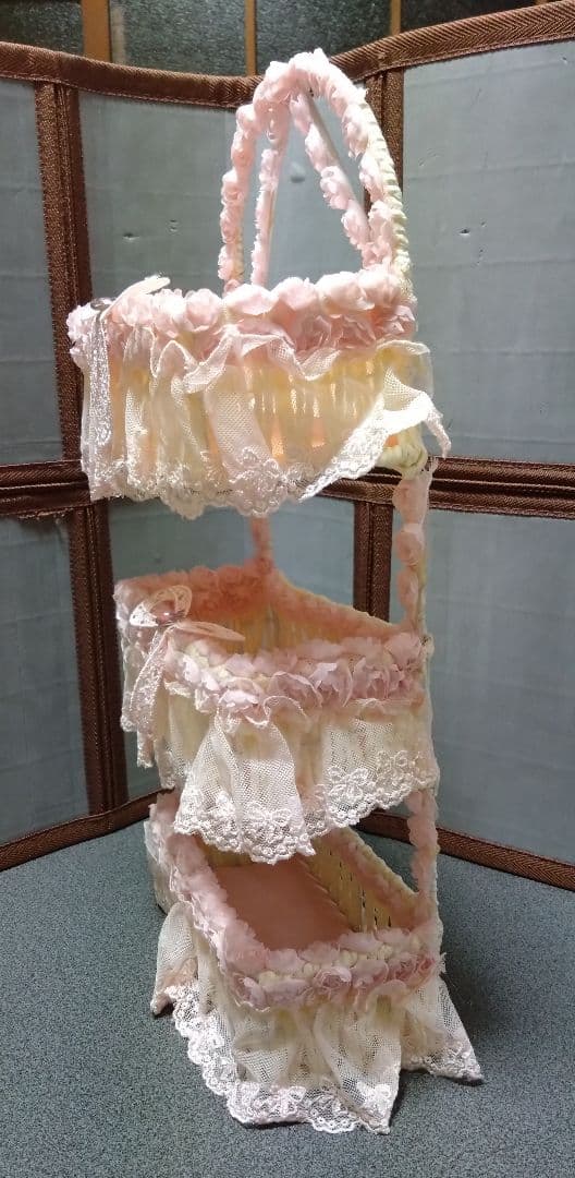 3段チェスト　3段小物入れ　レース仕様　お姫様仕様　姫デコ