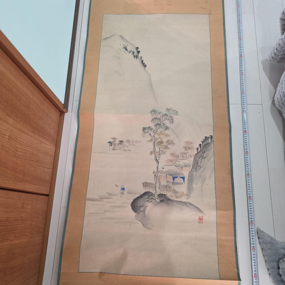 山水画 掛軸 約幅78cm x 高さ1900cm