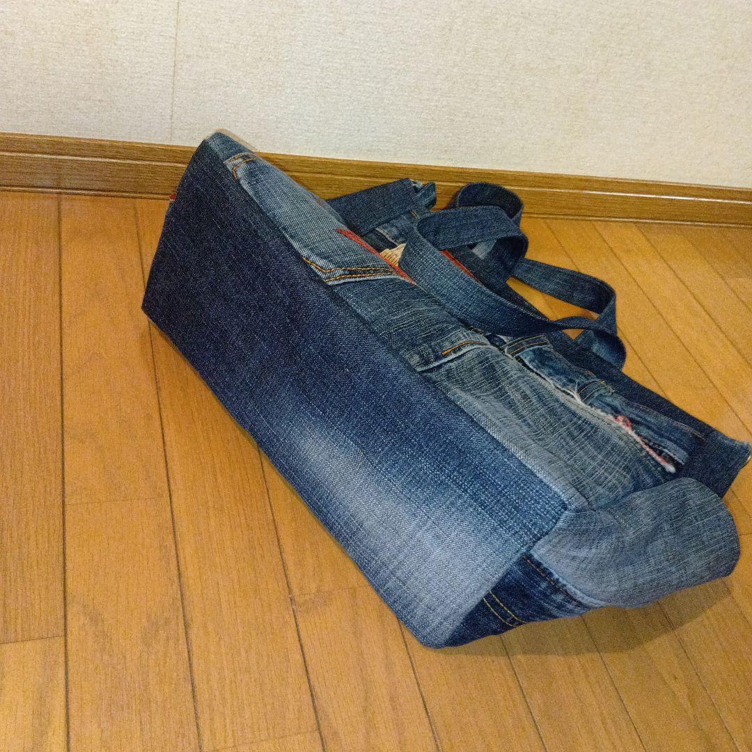 ハンドメイド　デニムリメイクトートバッグ