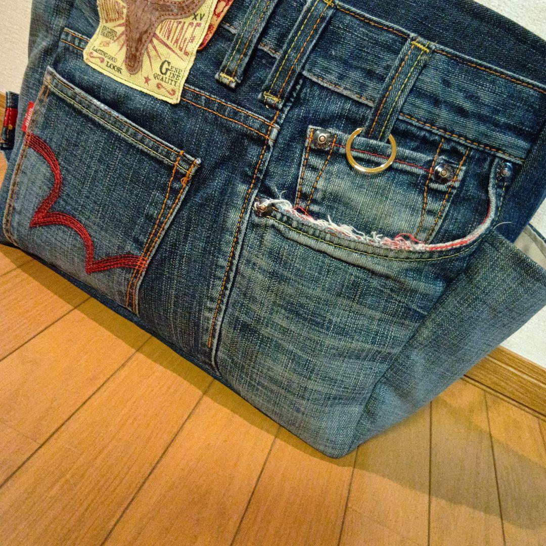 ハンドメイド　デニムリメイクトートバッグ
