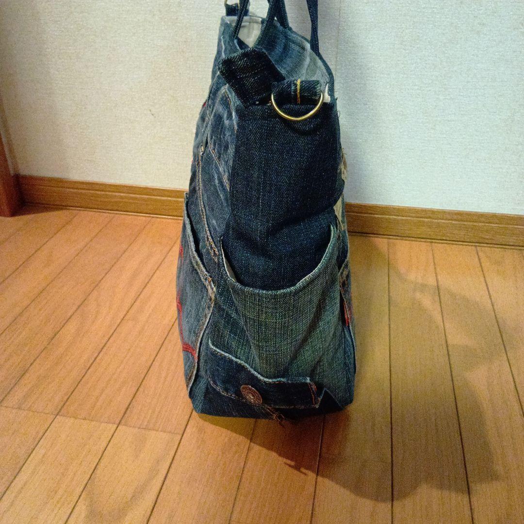 ハンドメイド　デニムリメイクトートバッグ