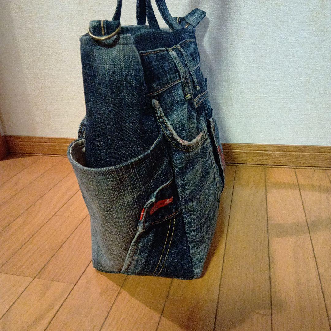 ハンドメイド　デニムリメイクトートバッグ