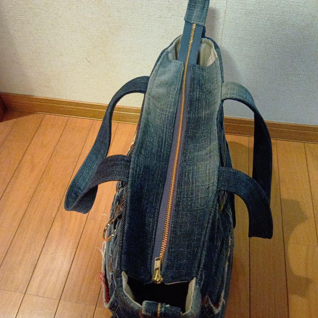 ハンドメイド　デニムリメイクトートバッグ