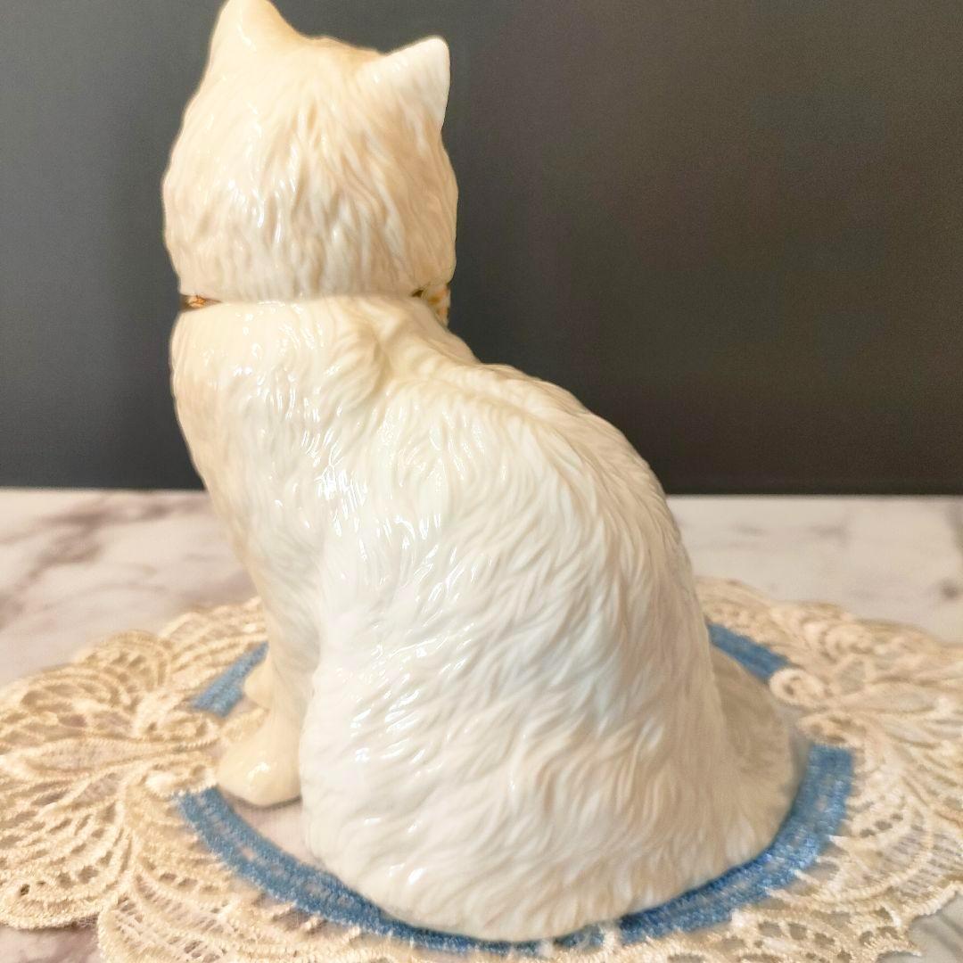 ペルシャ猫 キャット レノックス 24K 陶器 ジュエリー 置物 大きなサイズ