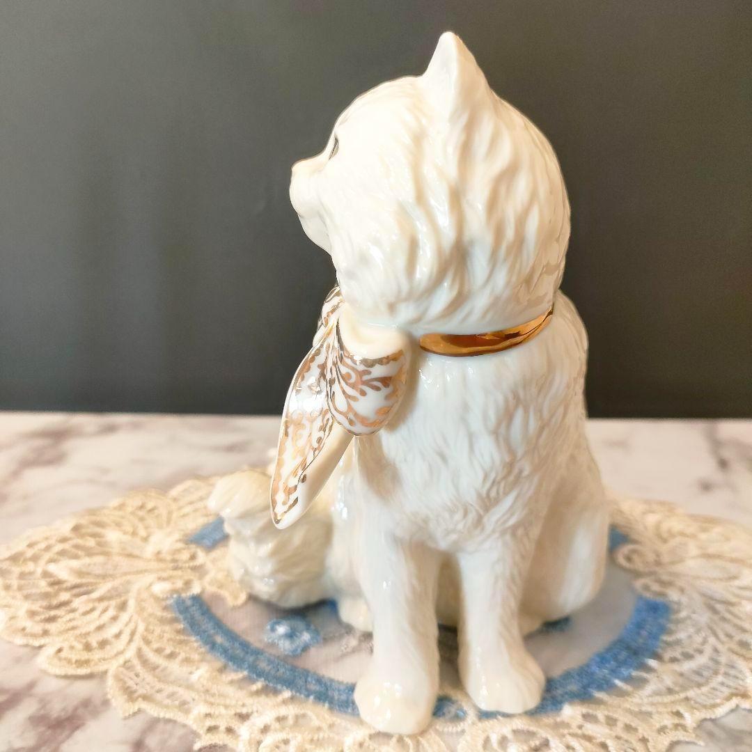 ペルシャ猫 キャット レノックス 24K 陶器 ジュエリー 置物 大きなサイズ