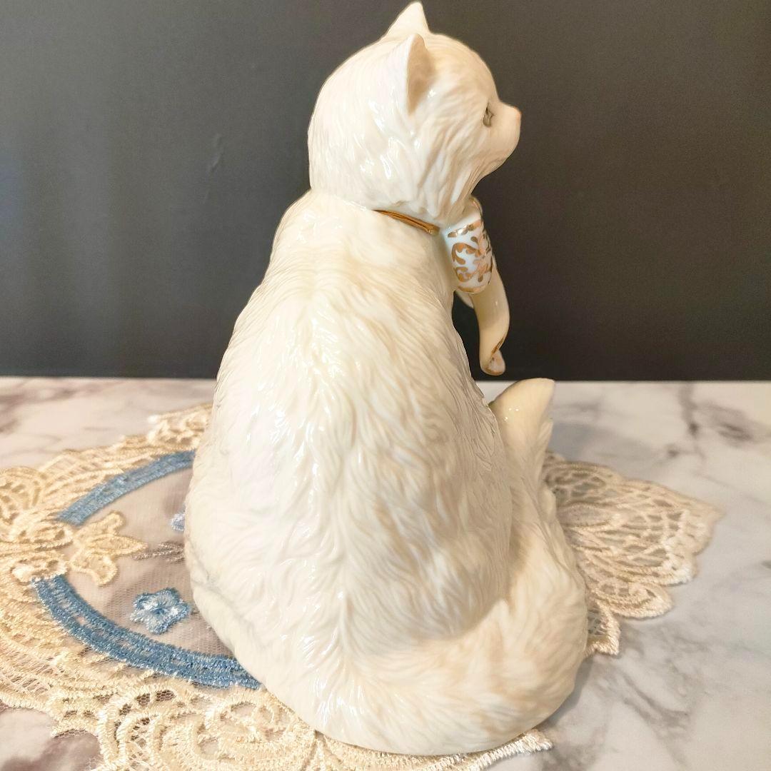 ペルシャ猫 キャット レノックス 24K 陶器 ジュエリー 置物 大きなサイズ