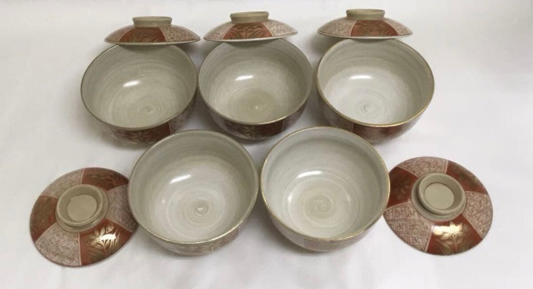 茶道具 向付 蓋付 金彩花紋 5客 たち吉