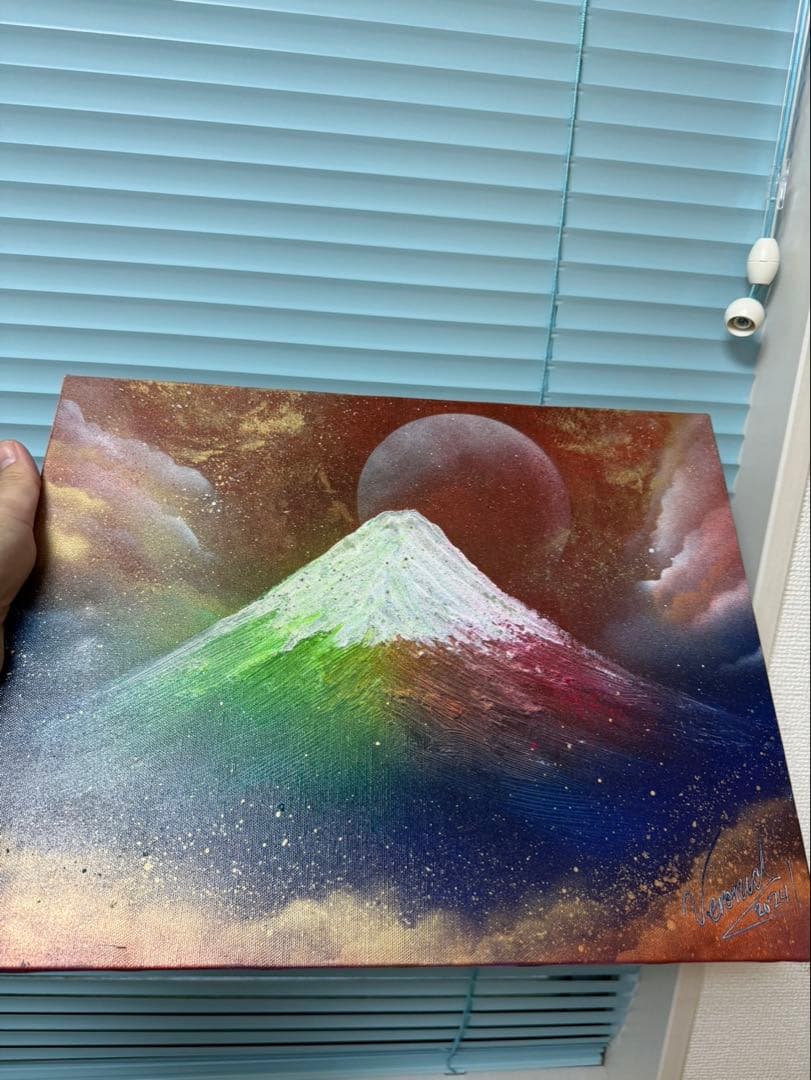富士山 スプレーアート エデン　宇宙背景