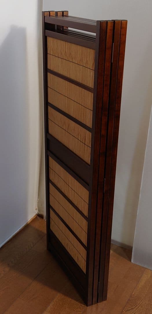 御簾　竹皮屏風　１台限定　簾四枚折りたたみ式竹衝立　4連パーテーション和風衝立