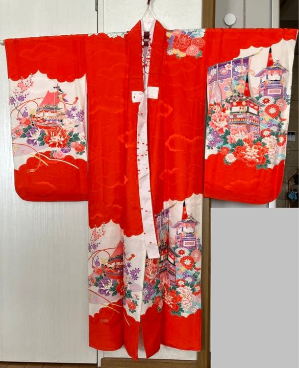 七五三　7歳　着物、長襦袢、つけ襟、お子様用肌着セット