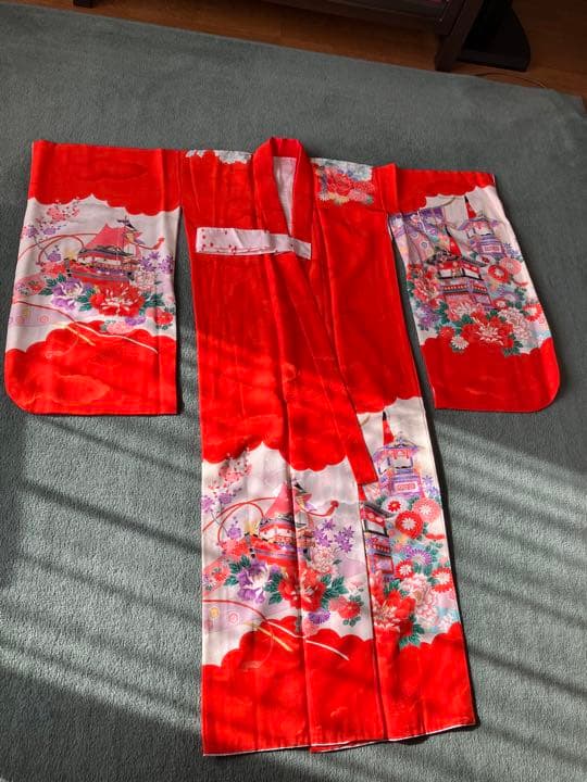 七五三　7歳　着物、長襦袢、つけ襟、お子様用肌着セット