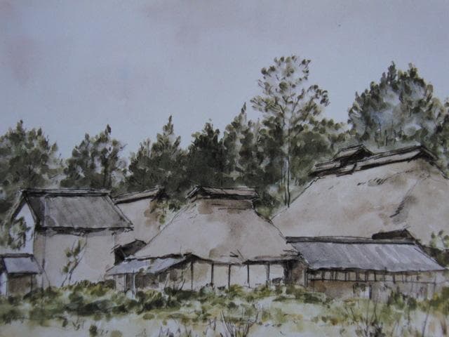 向井潤吉、【毛呂山五月（埼玉県）】、希少な額装用画集画、新品高級額 額装付