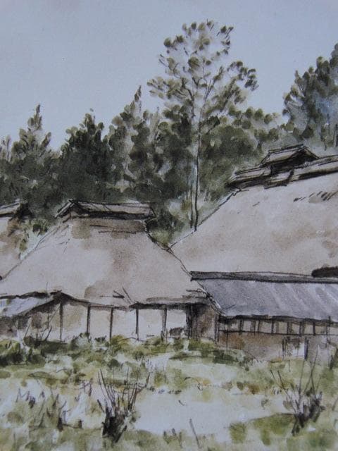 向井潤吉、【毛呂山五月（埼玉県）】、希少な額装用画集画、新品高級額 額装付