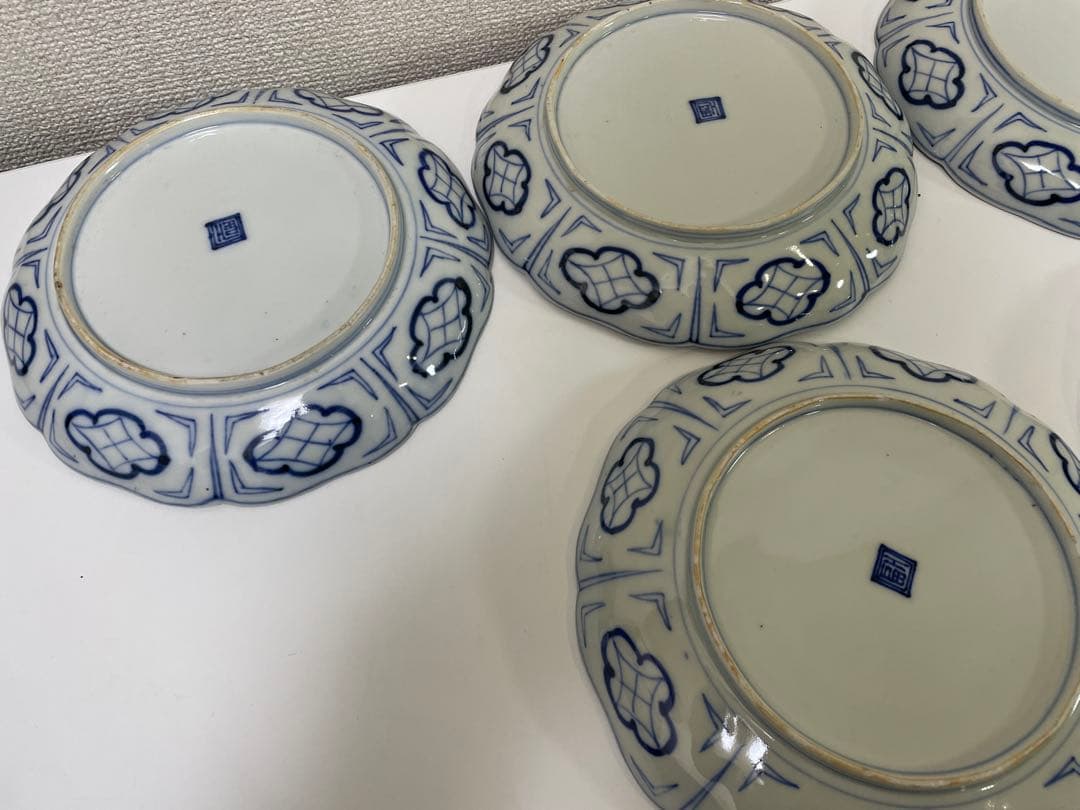 【現状品】古伊万里 金彩 色絵 染付 陶器 花柄 中皿 割烹 懐石 10枚 ①