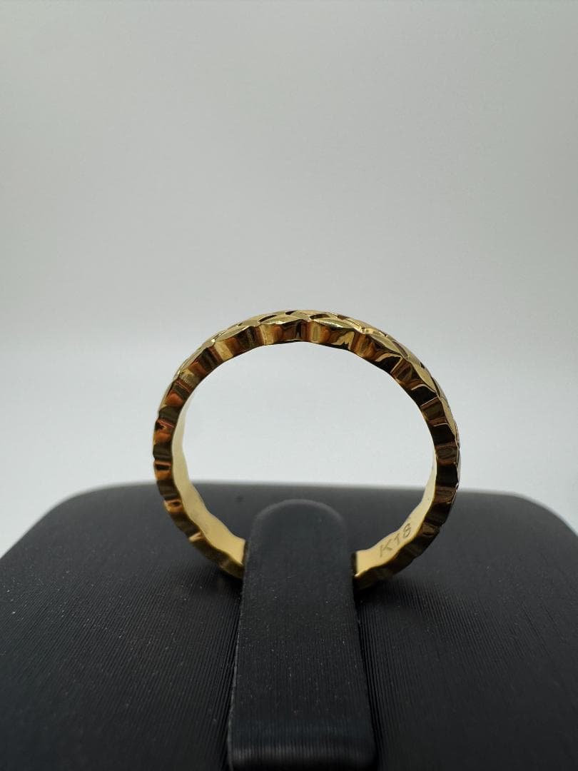 美品/日本製K18 ゴールド 編み込みリング1.59g 11号