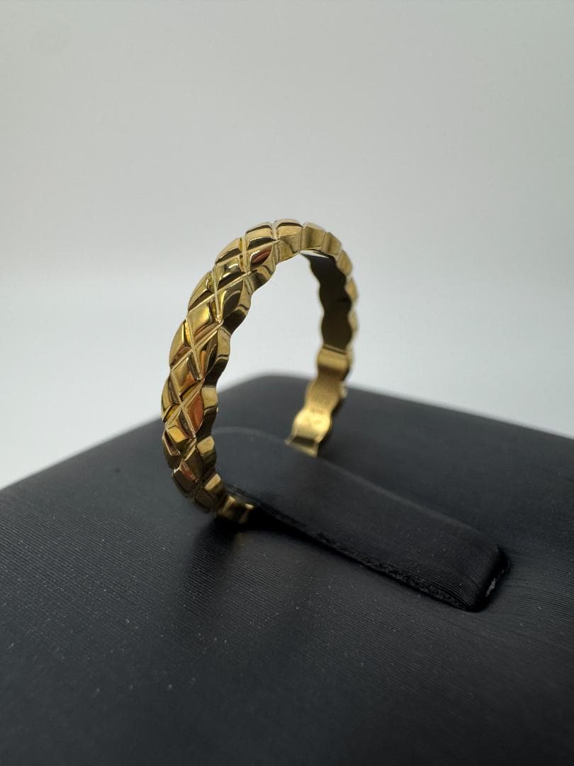美品/日本製K18 ゴールド 編み込みリング1.59g 11号