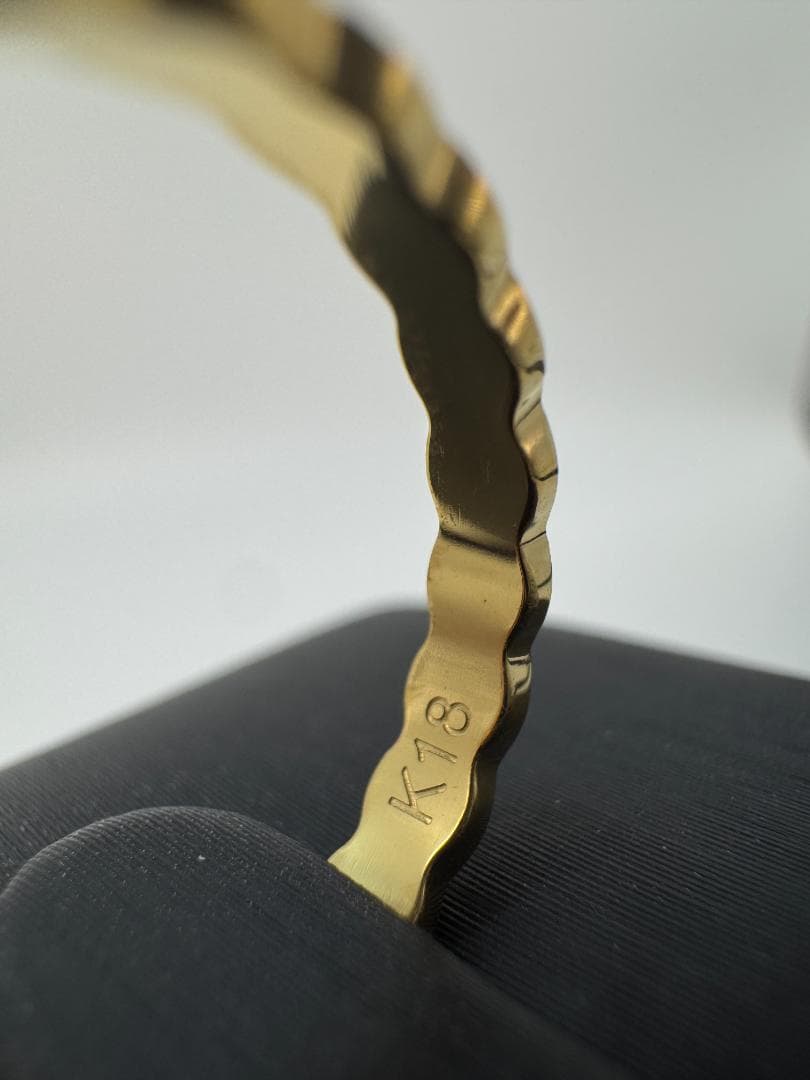 美品/日本製K18 ゴールド 編み込みリング1.59g 11号