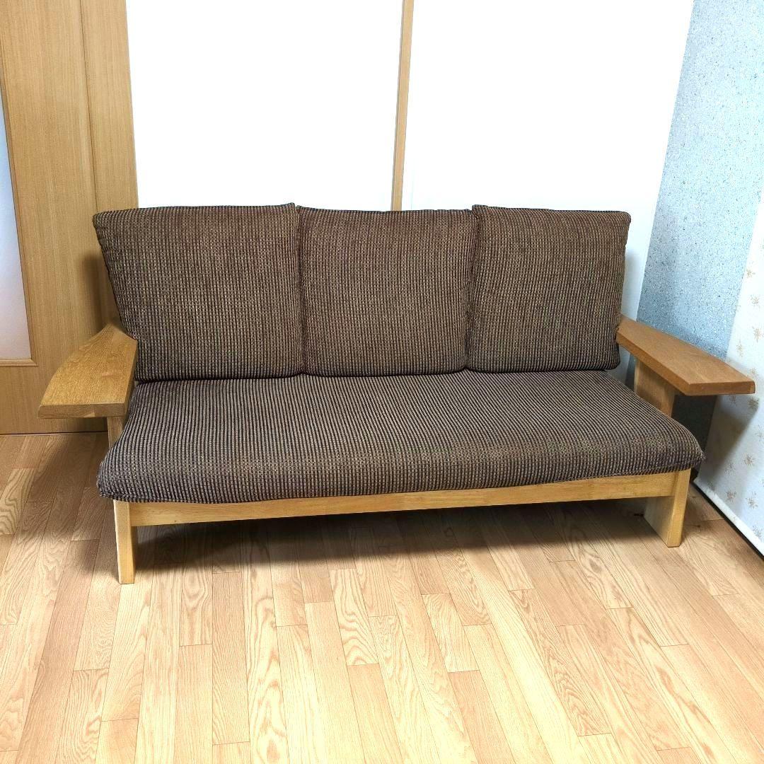 【atsun_katsun】木製フレーム 3人掛けソファ